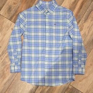 Vineyard Vines Light Blue and Green Plaid Shirt